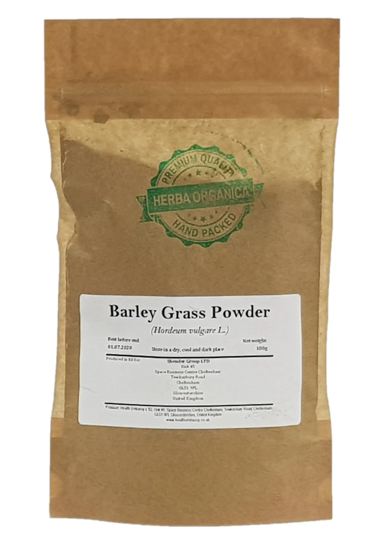 Barley Grass Powder Herba Organica – finely ground powdered herb of Hordeum vulgare with vibrant green colour