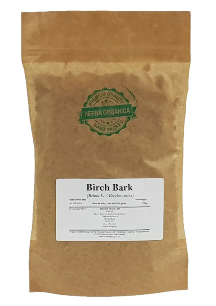 Birch Bark Herba Organica – dried bark pieces of Betula pendula with natural texture and earthy colour