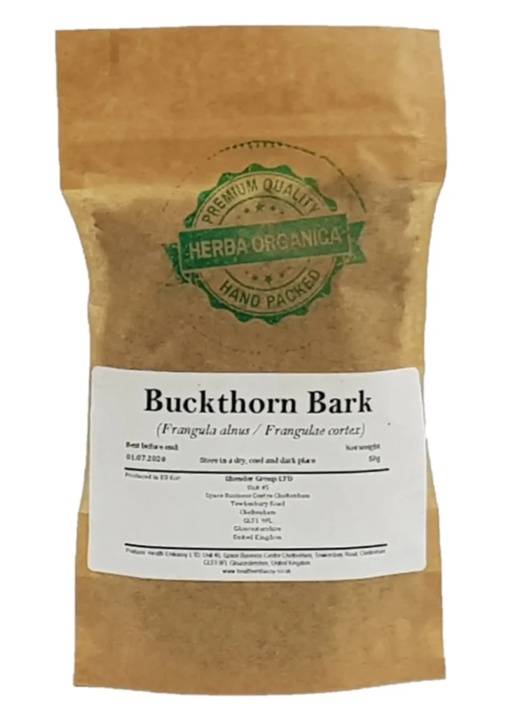 Buckthorn Bark Herba Organica – dried bark pieces of Frangula alnus