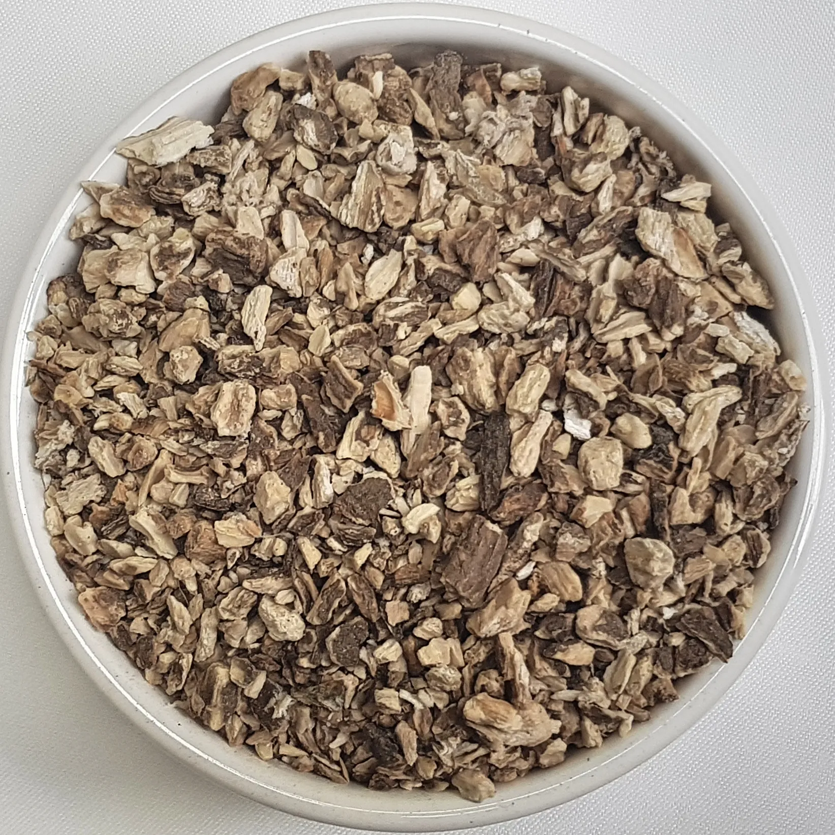 Close-up of Burdock Root (Arctium lappa) Herba Organica showing the texture and natural colour of dried root pieces