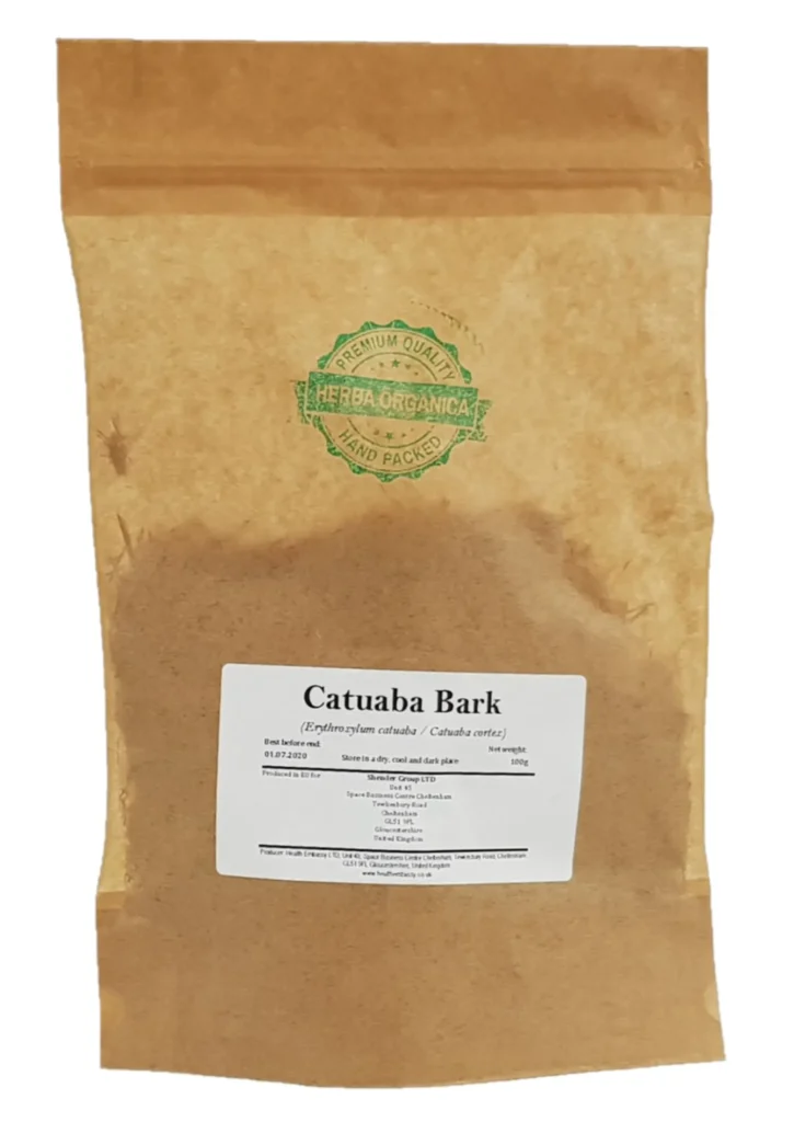 Catuaba Bark (Erythroxylum catuaba) Herba Organica, dried bark pieces for herbal infusions, teas, and traditional preparations