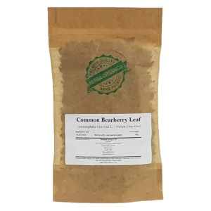 Common Bearberry Leaf (Arctostaphylos uva-ursi L) Herba Organica, dried leaves for herbal teas, infusions, and herbal preparations
