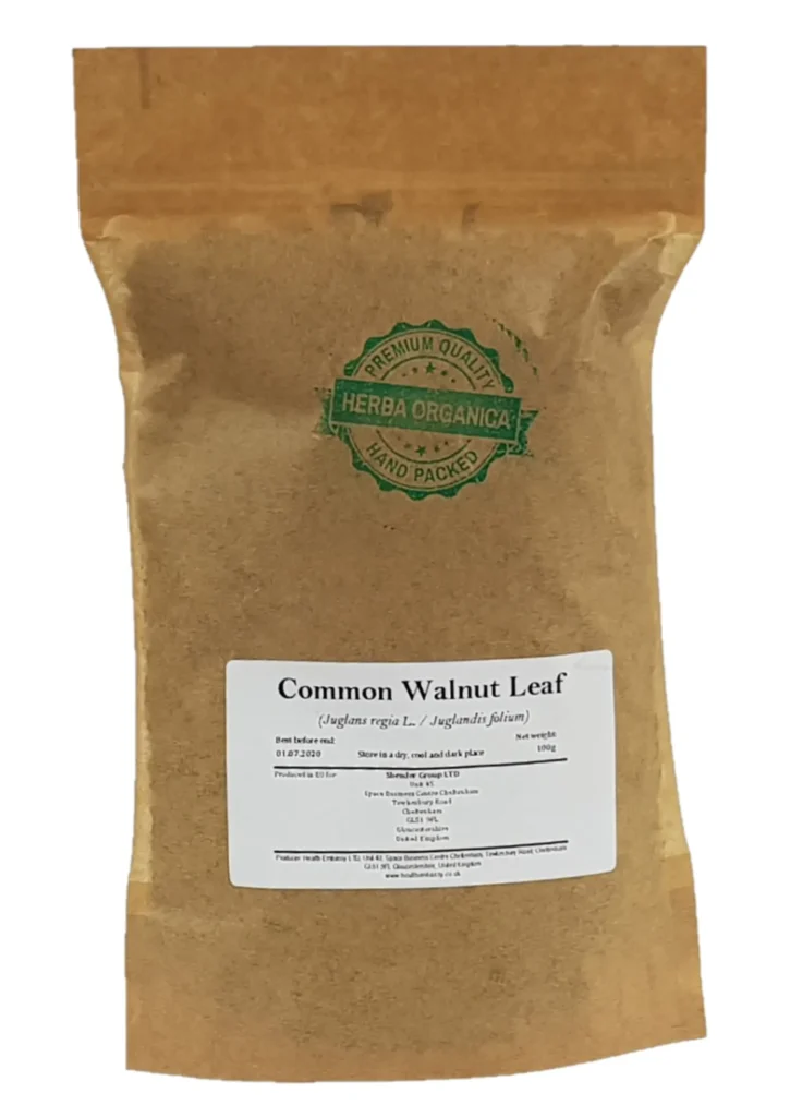 Common Walnut Leaf (Juglans regia L) Herba Organica, dried leaves for herbal teas, infusions, and traditional herbal preparations