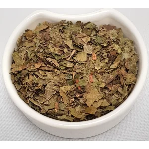 Common Walnut Leaf (Juglans regia L) Herba Organica showing texture and natural colour of dried leaves