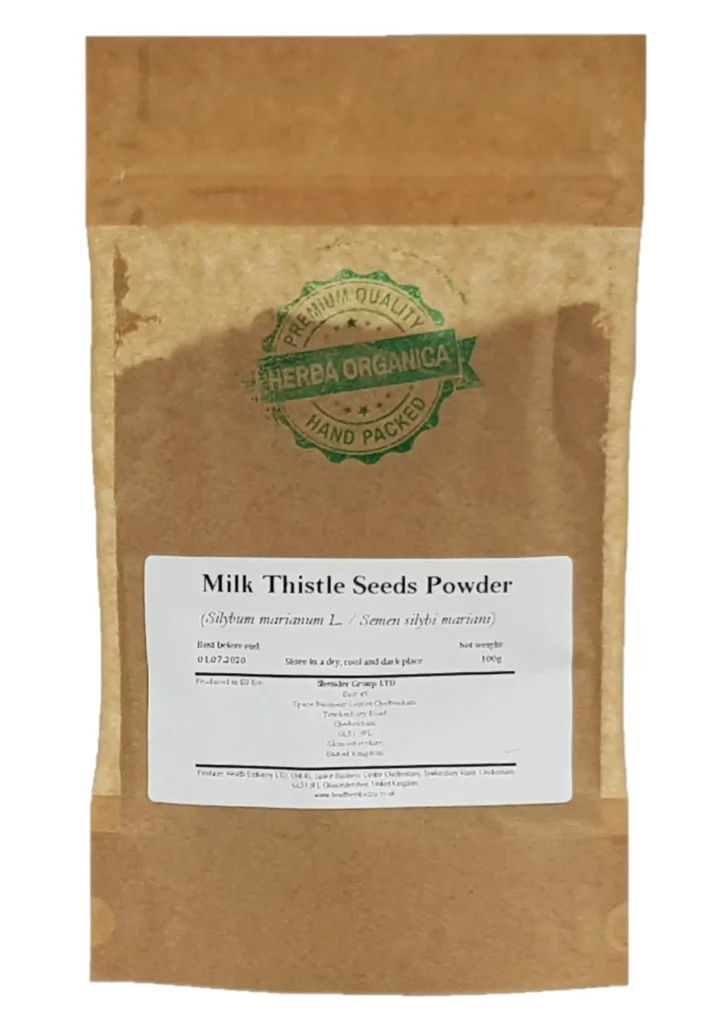 Milk Thistle Seeds Powder Silybum marianum L Herba Organica finely ground seeds for teas and herbal blends