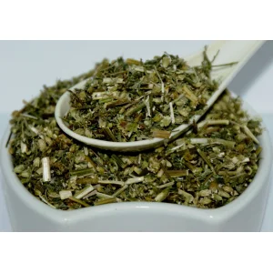 Yarrow Herb (Achillea millefolium L.) Herba Organica dried herb showing natural leaf and stem texture for teas and infusions