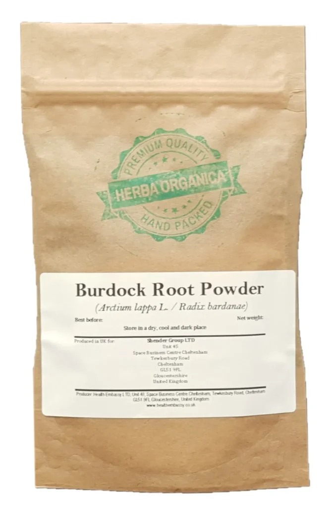 Burdock Root Powder (Arctium lappa) Herba Organica – finely ground herbal powder for infusions, extracts, and cooking