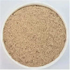 Close-up of Burdock Root Powder (Arctium lappa) Herba Organica showing fine texture and natural colour