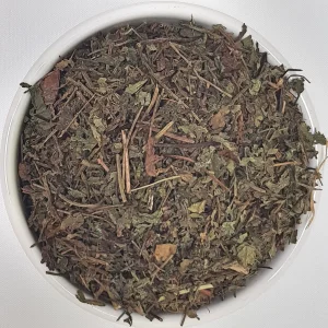 Cranesbills Herb (Geranium robertianum L) Herba Organica showing detailed texture and natural colour of dried herb